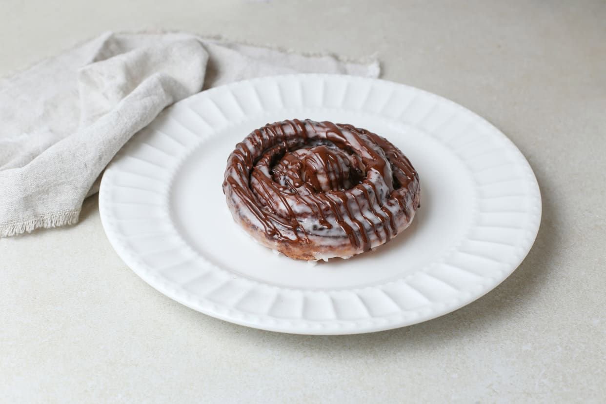 Cinnamon roll with chocolate