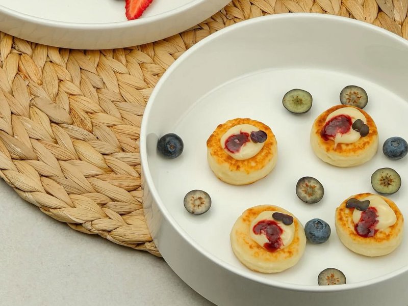 Mini cottage cheese pancakes
