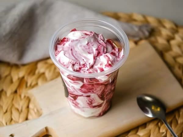 Strained matzoon yogurt with berries